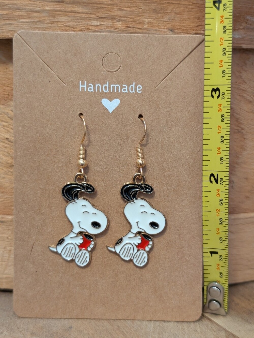 Peanuts Snoopy Enamel Metal Earrings NEW